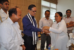The members of Prajapati Brahma Kumaris Ishwariya Vishawa Vidyalaya tying �Rakhi� to the Governor of Arunachal Pradesh Shri JP Rajkhowa on the occasion of Raksha Bandhan at Raj Bhawan, Itanagar on 29th August 2015.